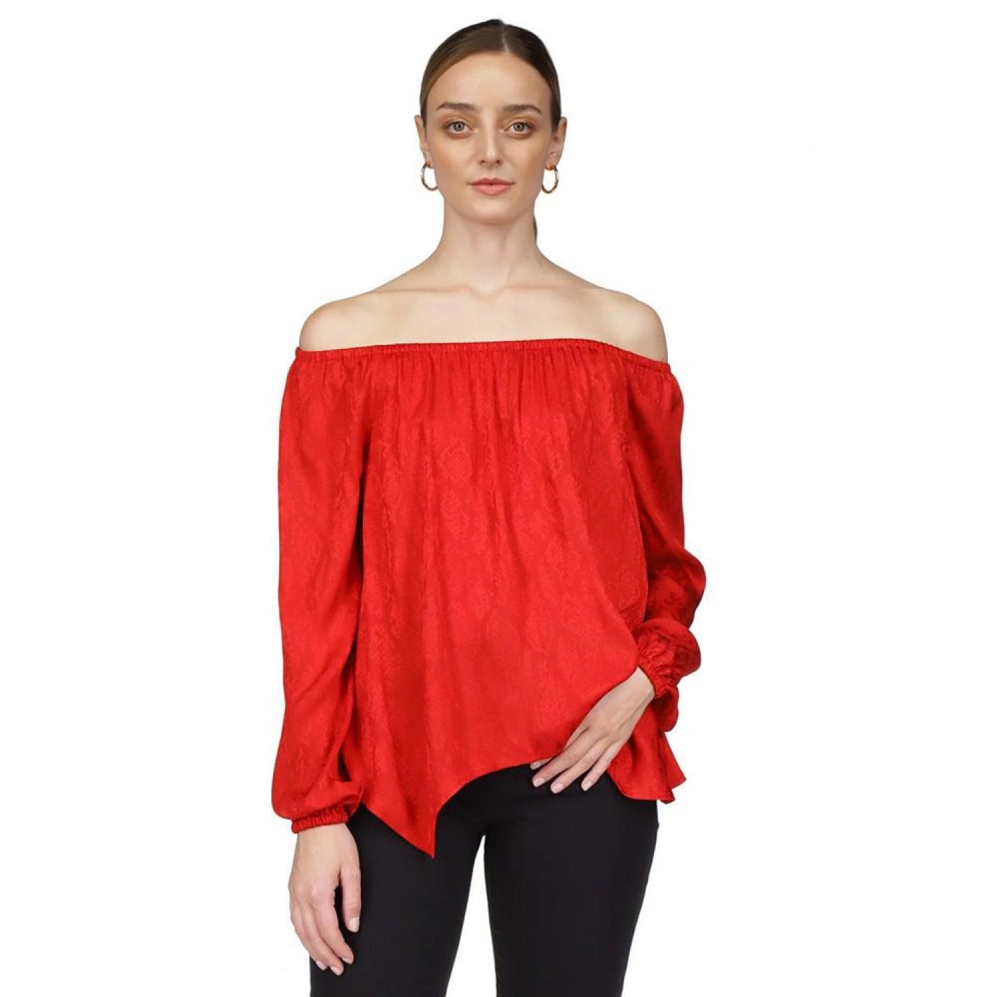 Women's Off-The-Shoulder Jacquard-Print Top