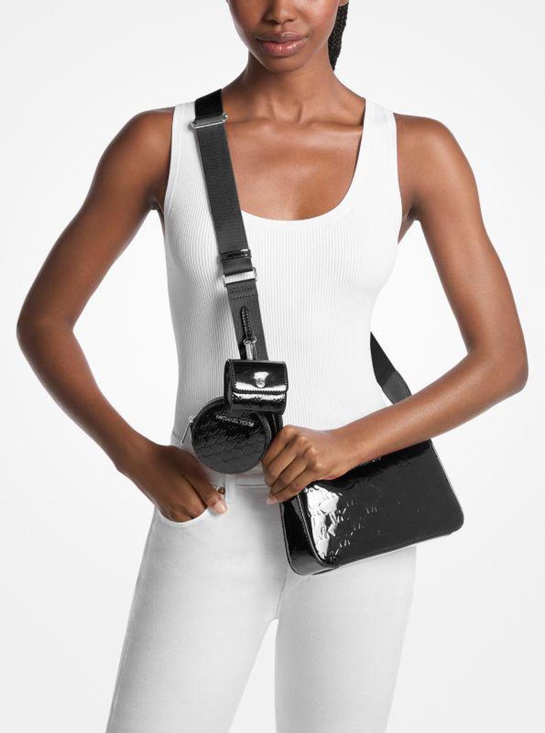 Jet Set Small Patent Logo Debossed Crossbody Bag with Case for Apple Airpods Pro®