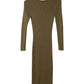 Fitted Ribbed Knit Midi Dress in Metallic Gold Viscose