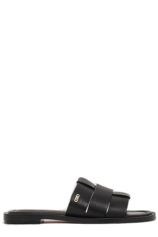Michael Kors Logo Plaque Slip-On Sandals