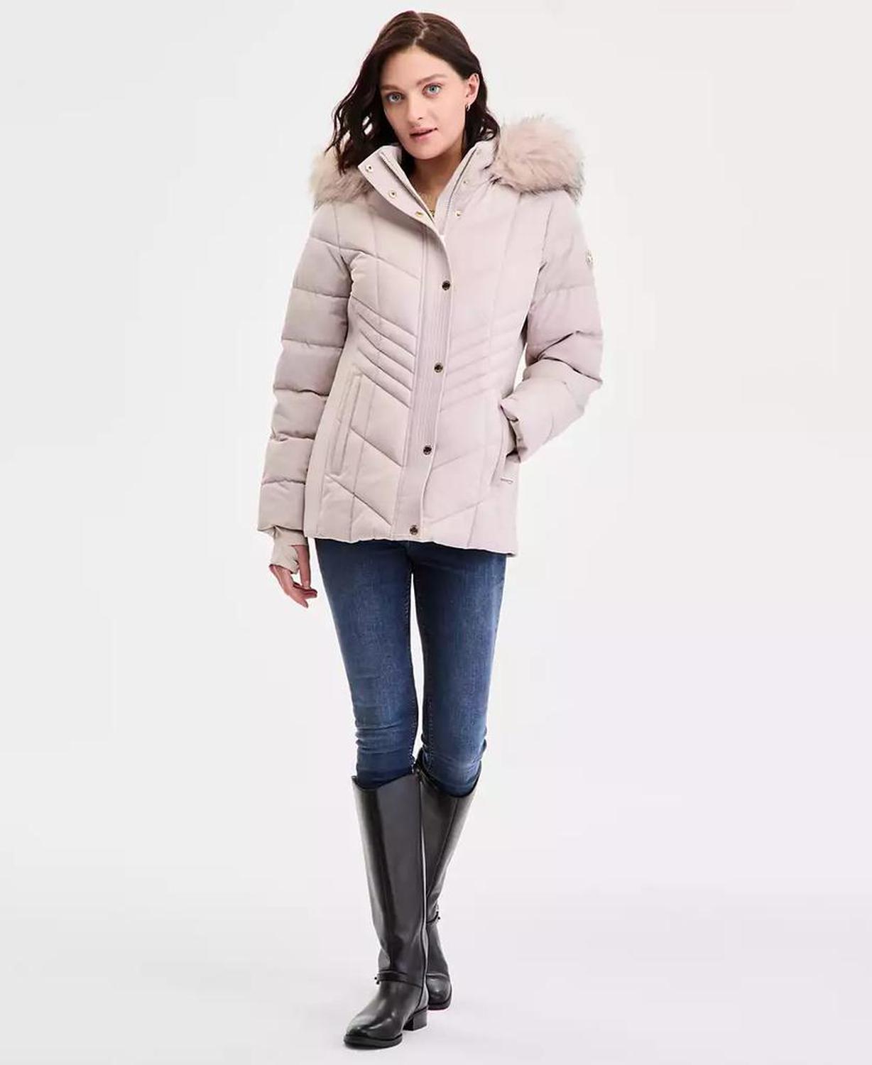 Women's Faux-Fur-Trim Hooded Puffer Coat, Exclusively at Macy's