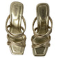 Corrine Metallic Sandal in Pale Gold Leather