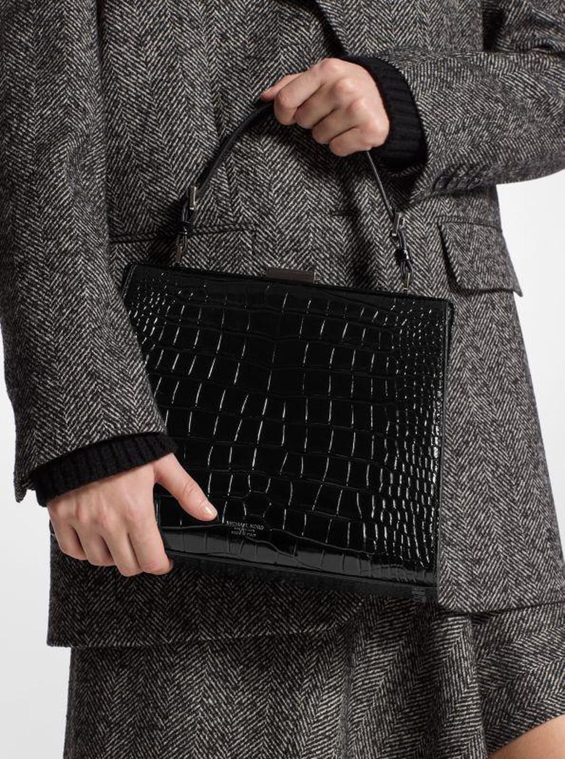 Simone Crocodile Embossed Leather Satchel