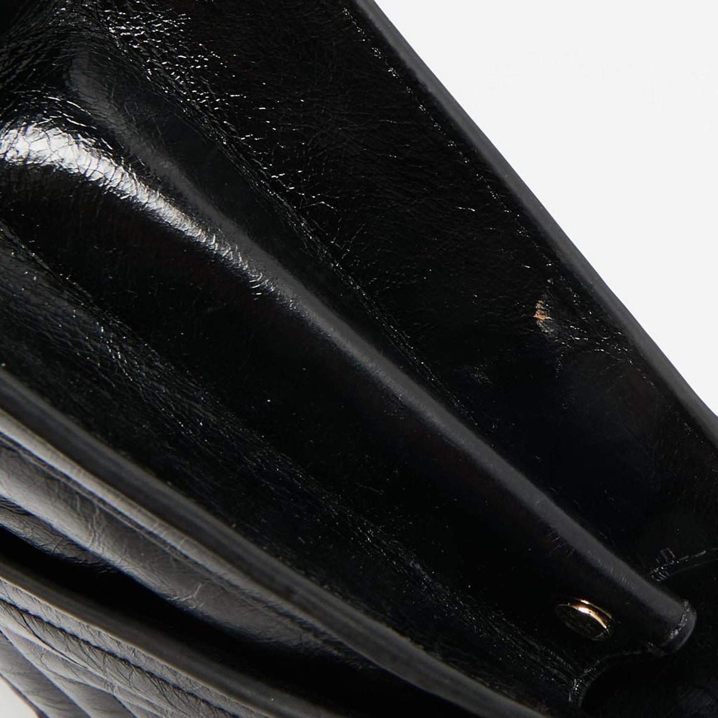 Black Quilted Glossy Leather Large Whitney Shoulder Bag