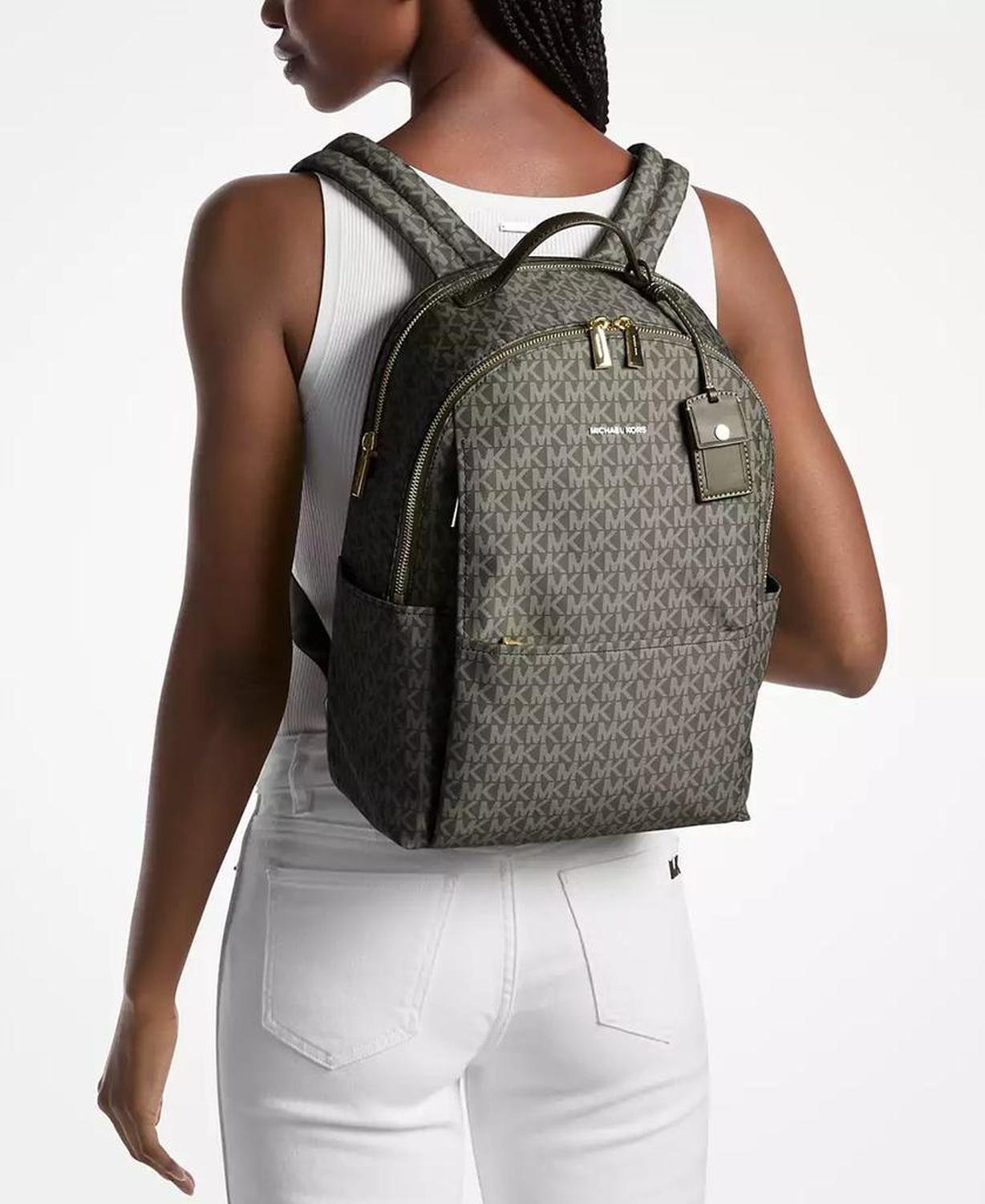 Michael Kors Sable Large Printed Signature Logo Backpack