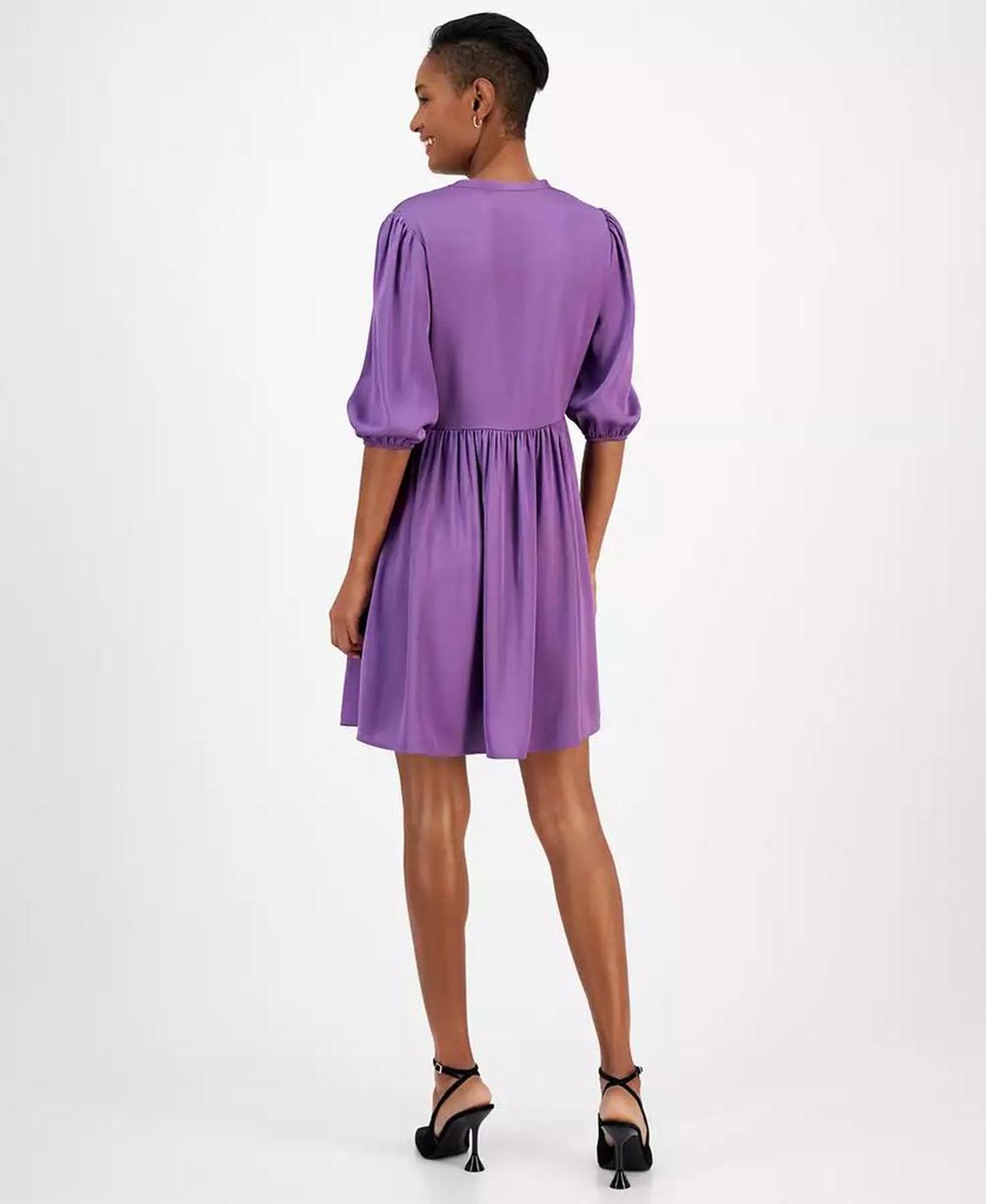 Women's Dorena Solid-Color Elbow-Sleeve A-Line Dress
