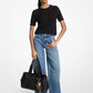 Cotton and Cashmere Mesh Short-Sleeve Sweater