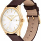 Women's Oliver Brown Leather Calfskin Strap Watch, 41mm