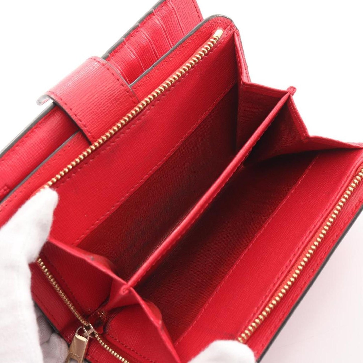 Babylon M Zip Around Bi-Fold Wallet Leather Red
