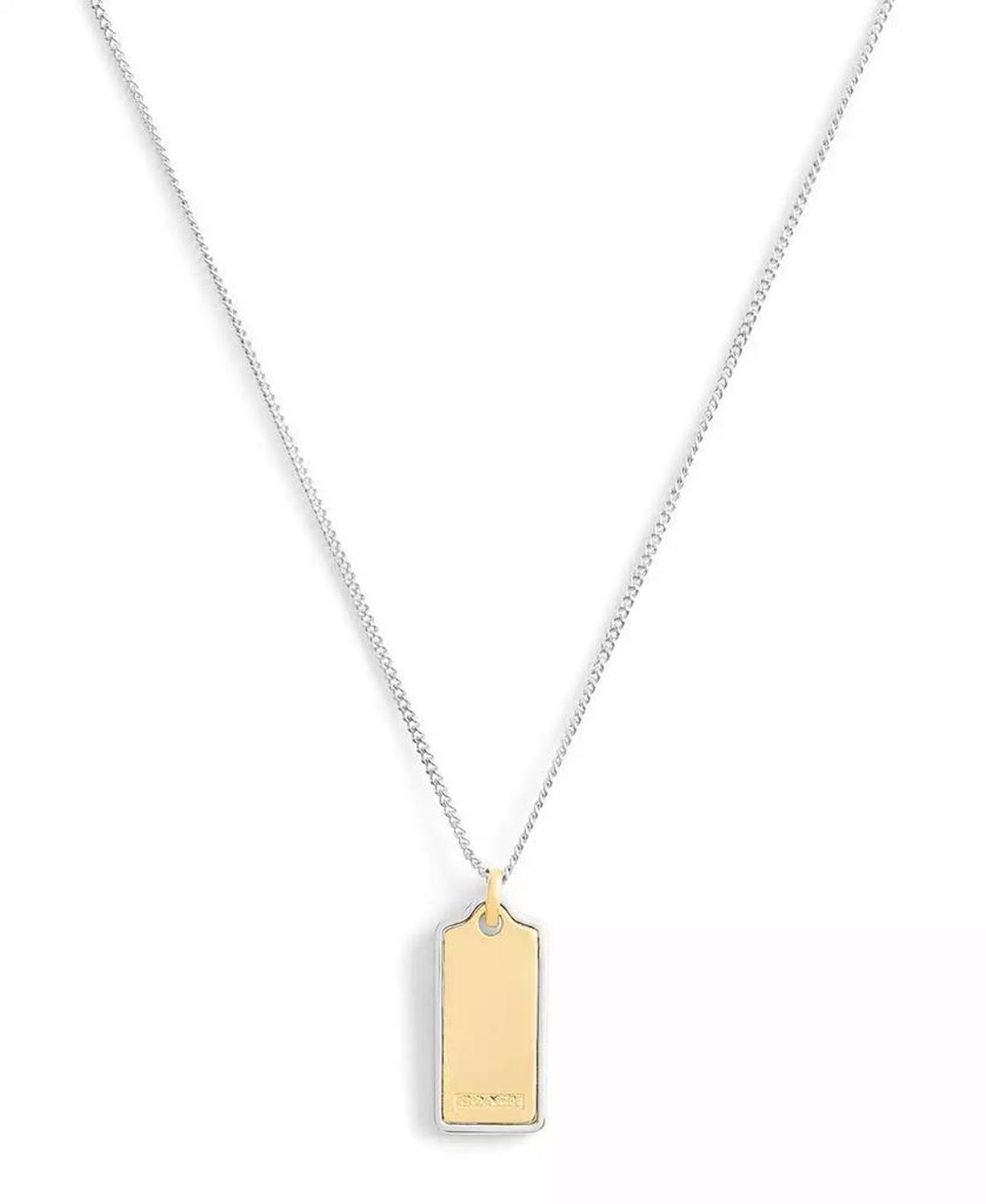 Two-Tone Signature Hangtag Pendant Necklace