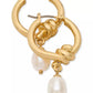Gold-Tone Freshwater Pearl Charm Knot Hoop Earrings