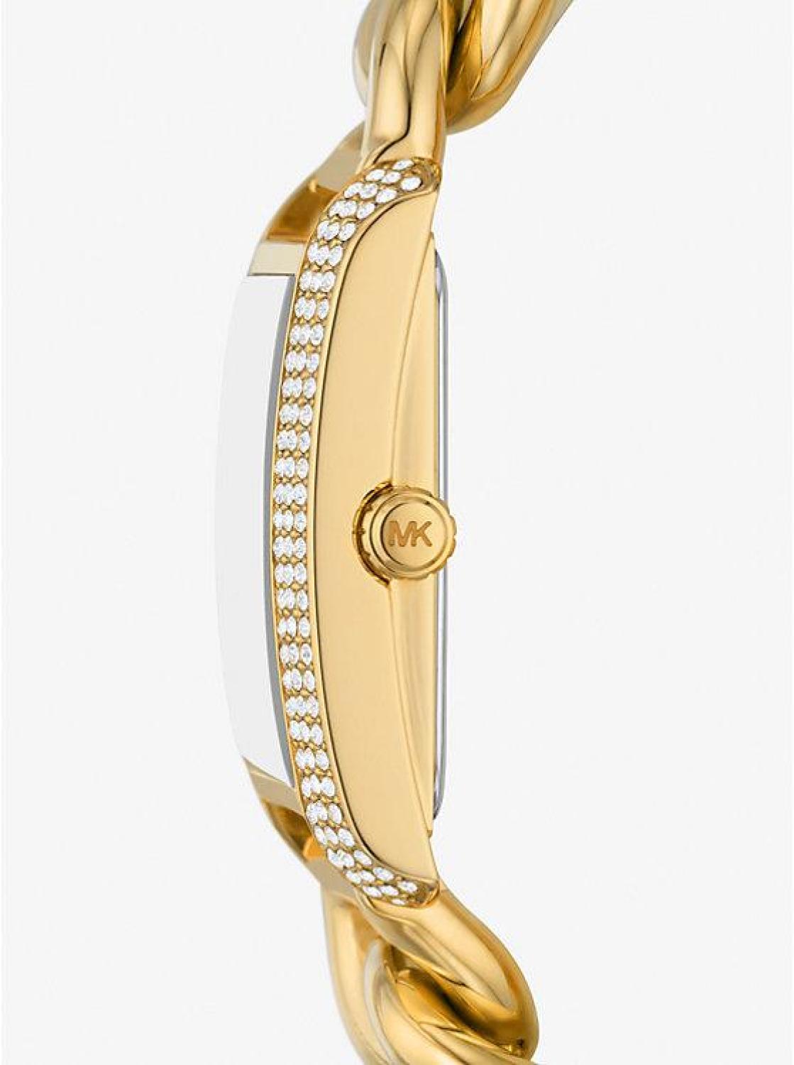 Mini Emery Animal Pavé Gold-Tone Curb Link Watch