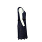 Marchesa Notte Lace Sequined Midi Dress in Blue Polyester