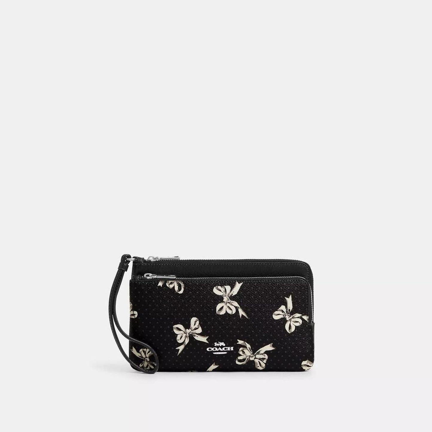 Double Zip Wallet With Bow Print