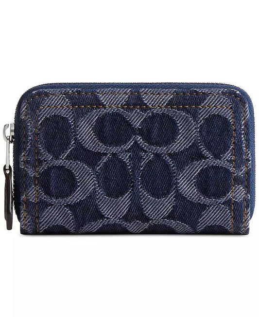 Essential Small Zip Around Wallet in Signature Denim