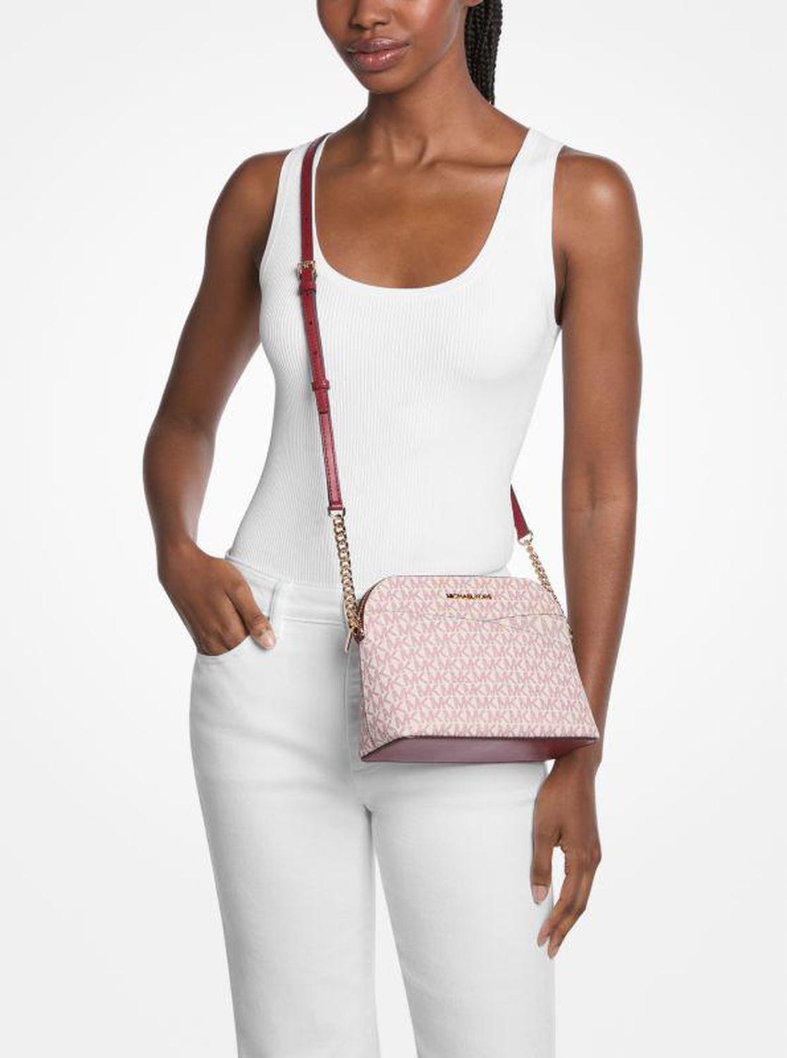 Jet Set Travel Medium Signature Logo Dome Crossbody Bag