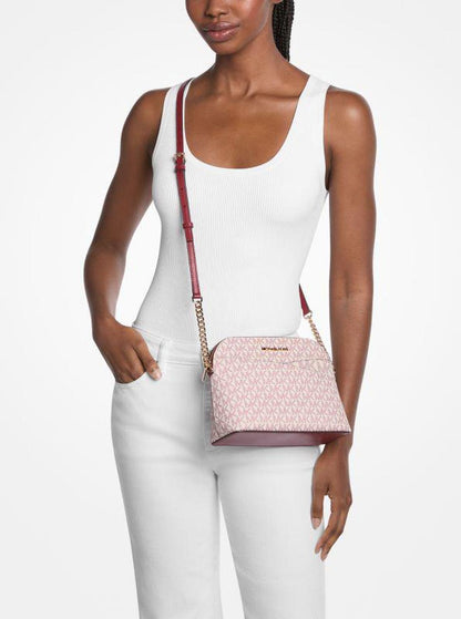 Jet Set Travel Medium Signature Logo Dome Crossbody Bag