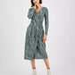 Women's Printed Long-Sleeve Midi Wrap Dress