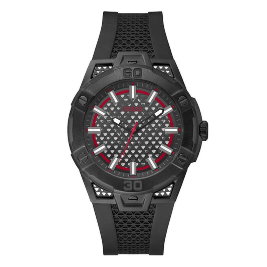 Men's Analog Black Silicone Watch 45mm