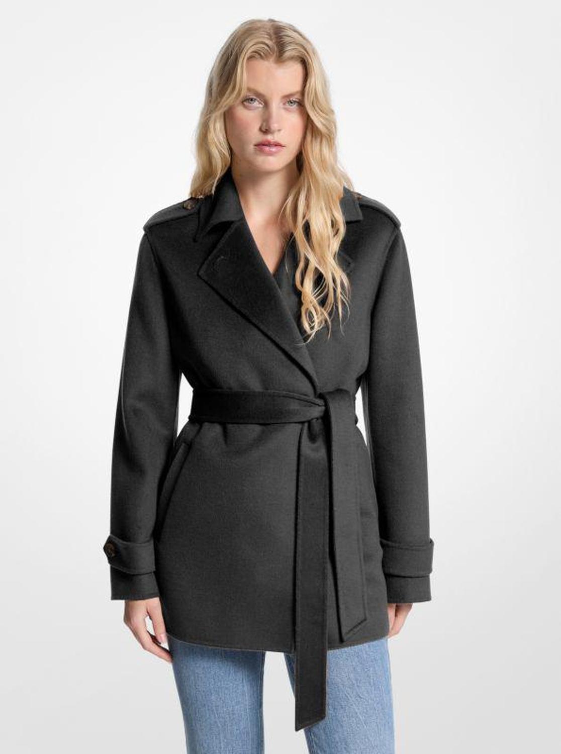 Wool Blend Belted Wrap Coat