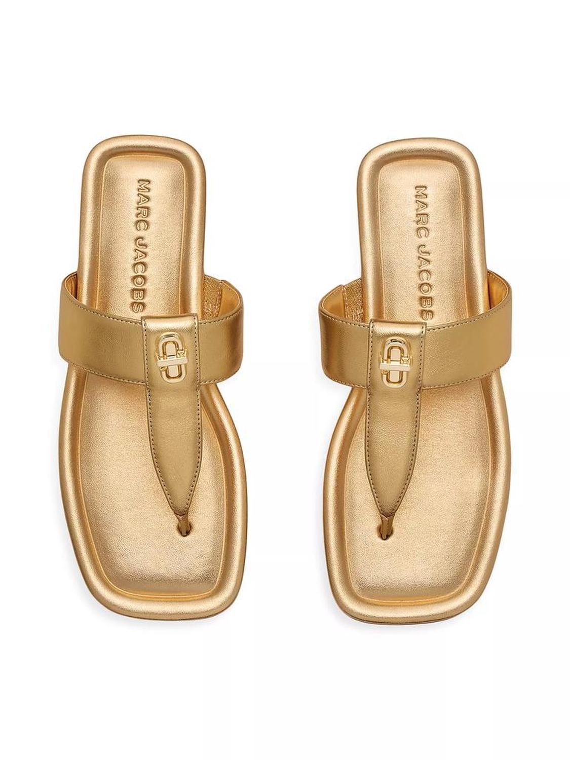 Dual Metallic Leather T Sandals