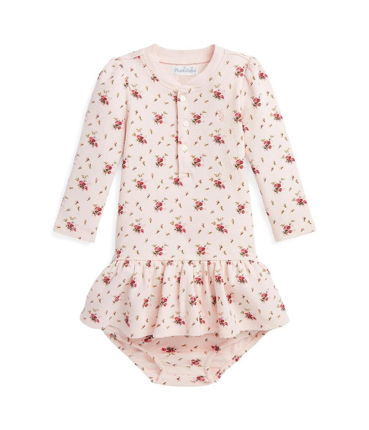 Floral Waffle Henley Dress & Bloomer (Infant)