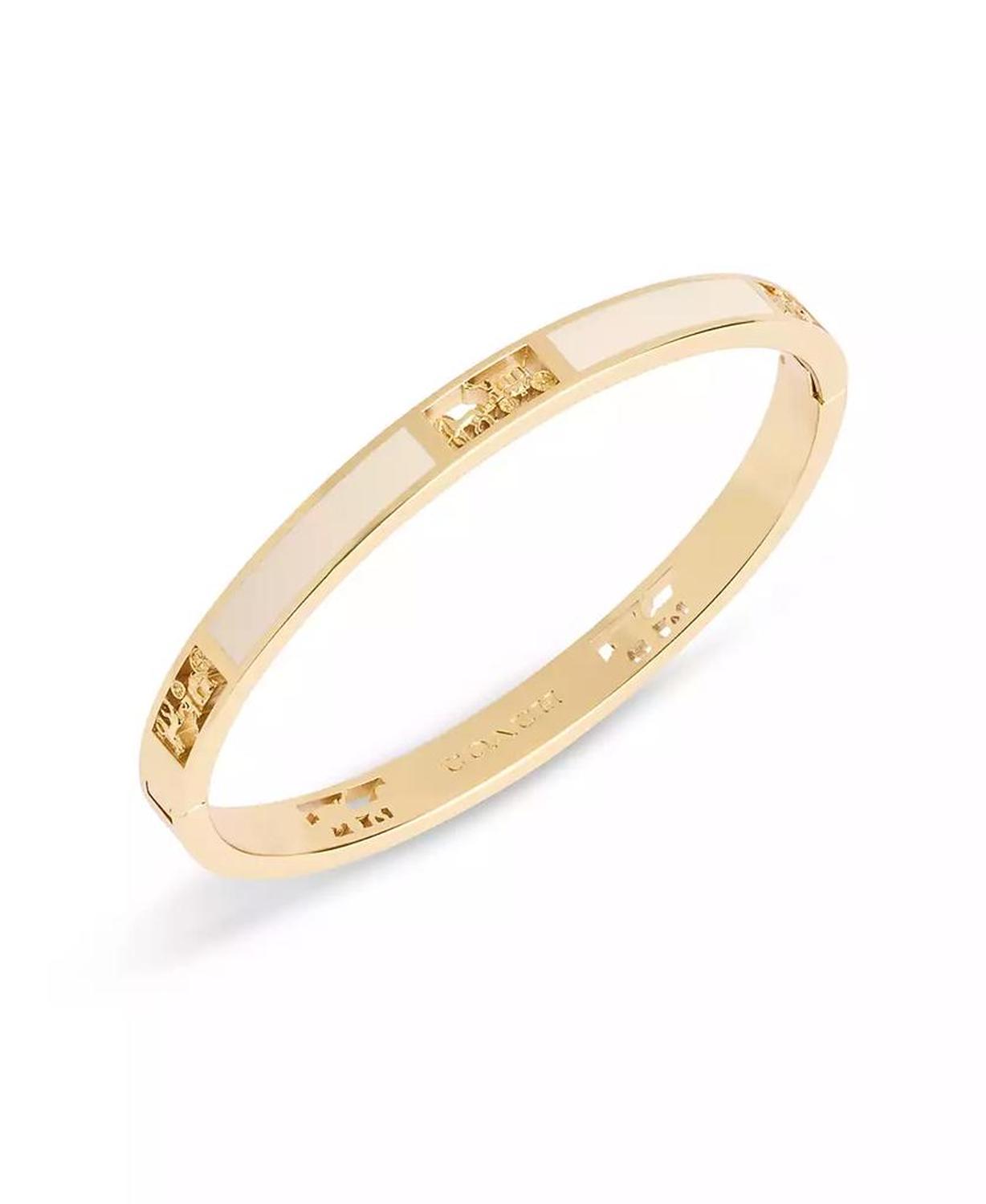Enamel Signature Horse Carriage Cut Out Bangle Bracelet
