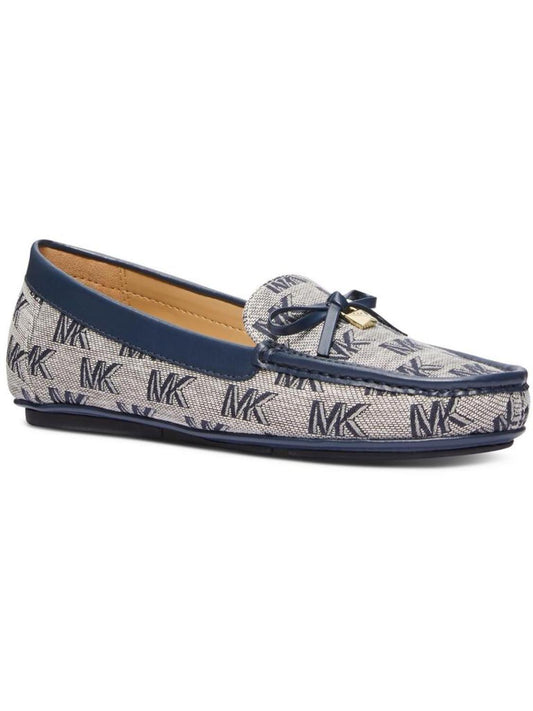 Womens Faux Leather Canvas Loafers