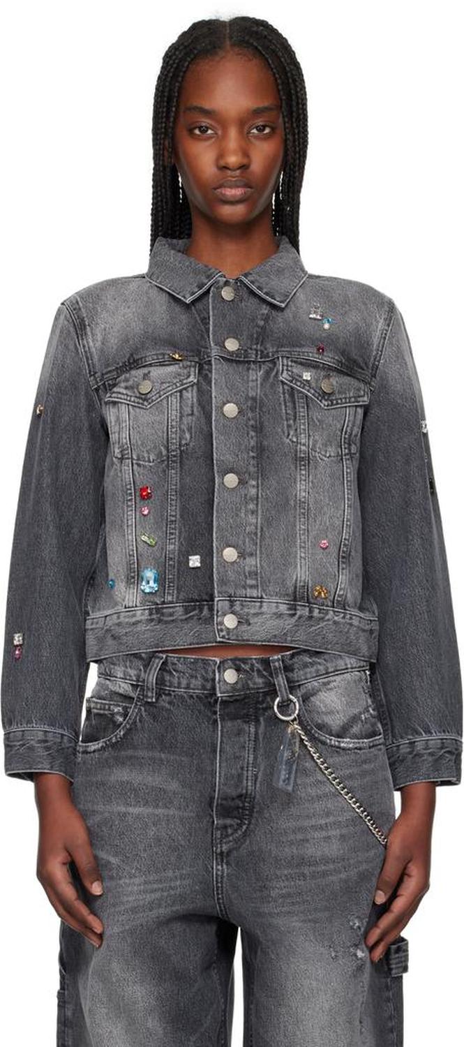 Fray Charm Shrunken Trucker Denim Jacket