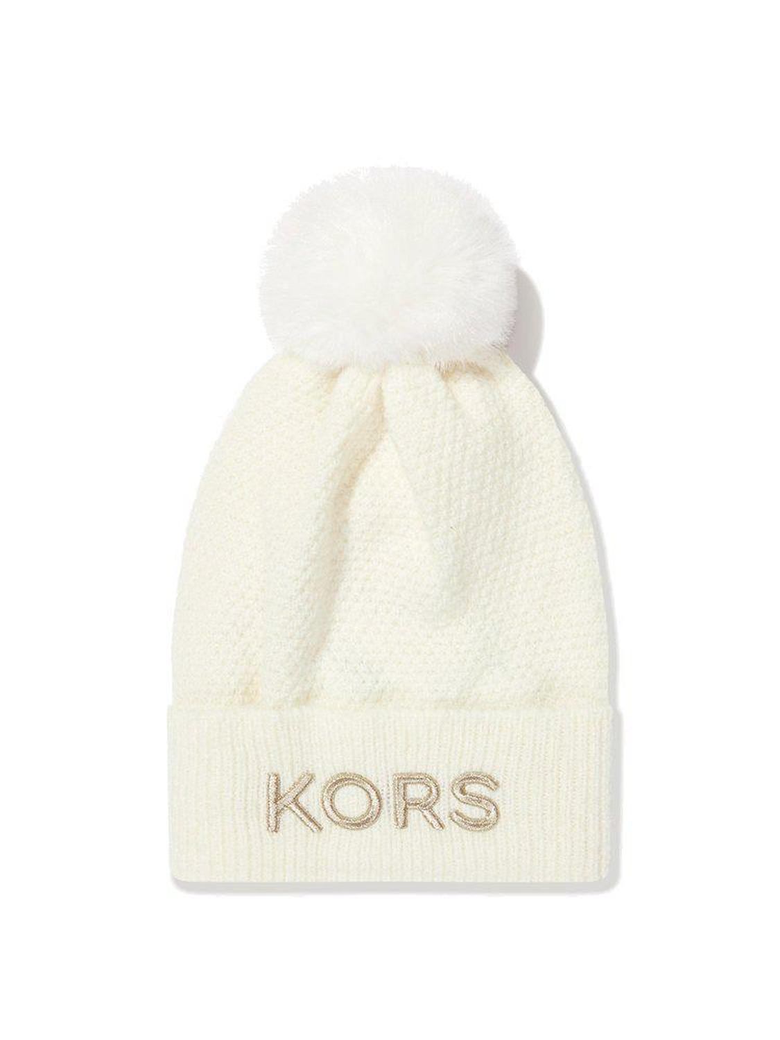 Michael Kors Kids Logo Embroidered Pompom Detailed Knitted Beanie