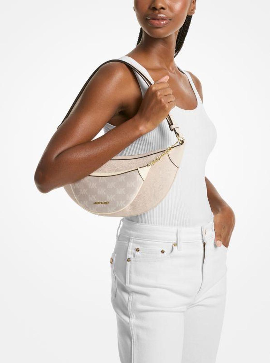 Hollis Medium 2-in-1 Pebbled Leather and Logo Jacquard Shoulder Bag