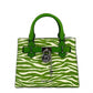Women's Hamilton Leather Zebra Print Satchel Crossbody In Jungle Green