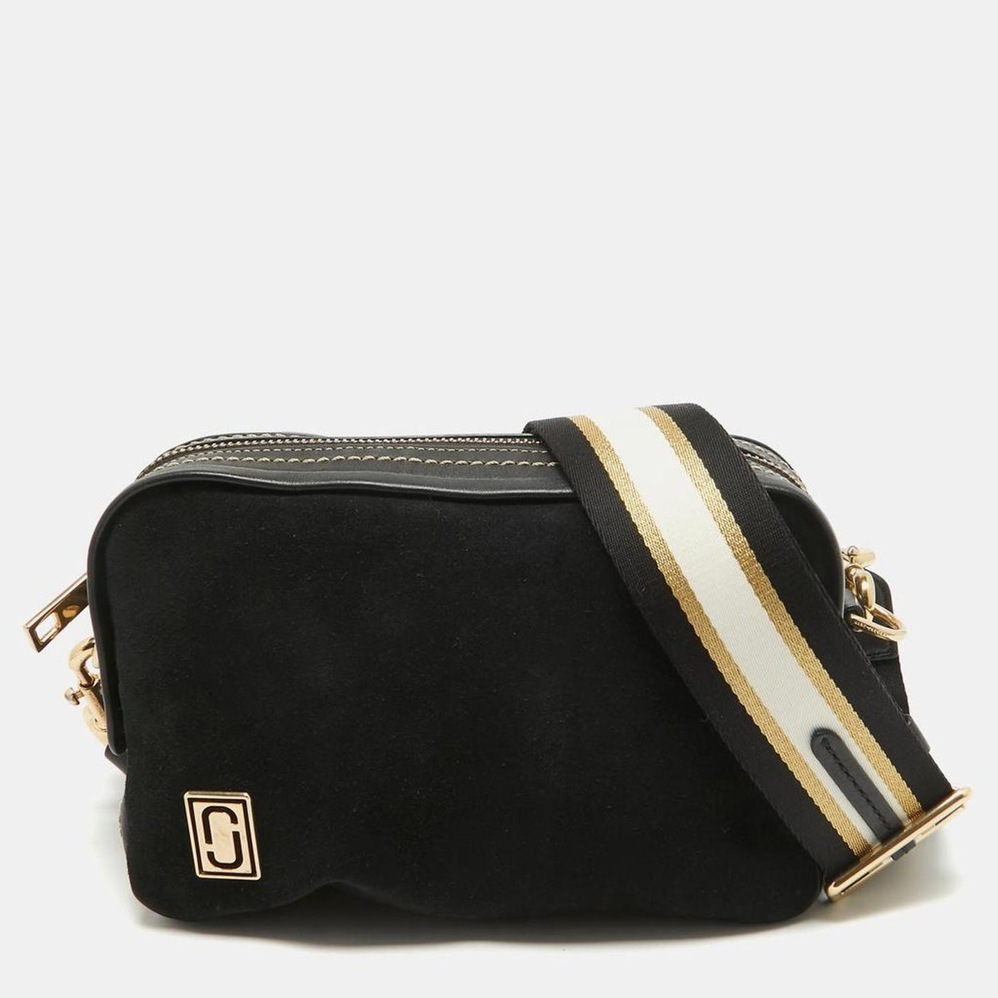 Marc Jacobs Black Suede And Leather Squeeze Crossbody Bag