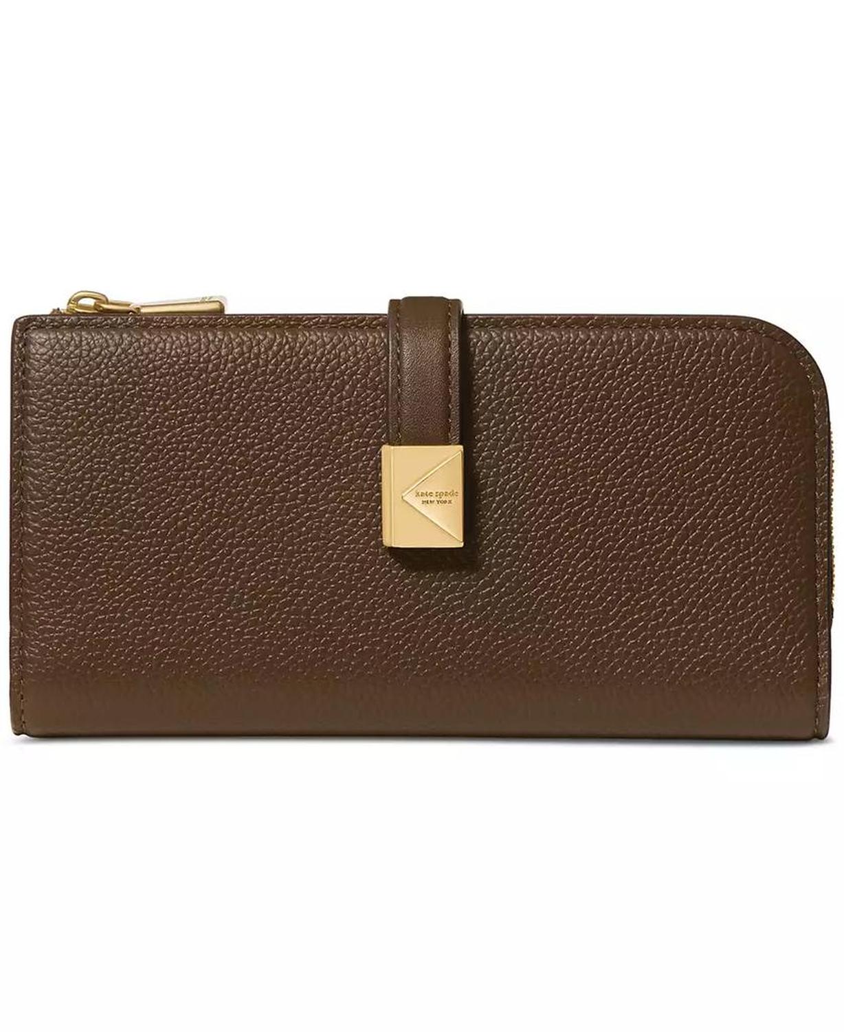 Deco Pebbled Leather Zip Slim Wallet