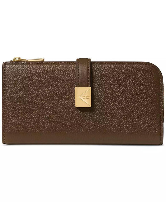 Deco Pebbled Leather Zip Slim Wallet
