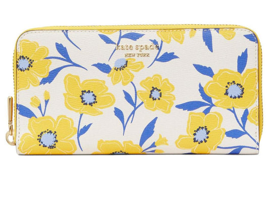 Morgan Sunshine Floral Printed Pvc Zip Around Continental Wallet