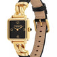 Women's Cass Gold-Tone Stainless Steel and Black Leather Strap Watch, 22mm