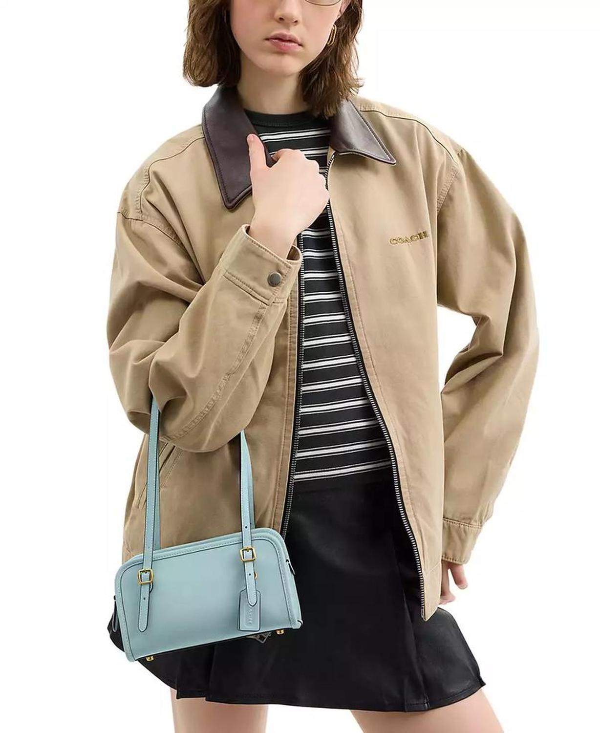 Swing Zip Leather Shoulder Bag 20