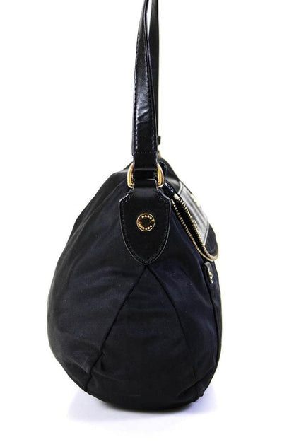 Marc Jacobs Womens Leather Trim Nylon Flap Crossbody Handbag Black