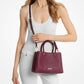 Flora Medium Signature Logo and Leather Satchel