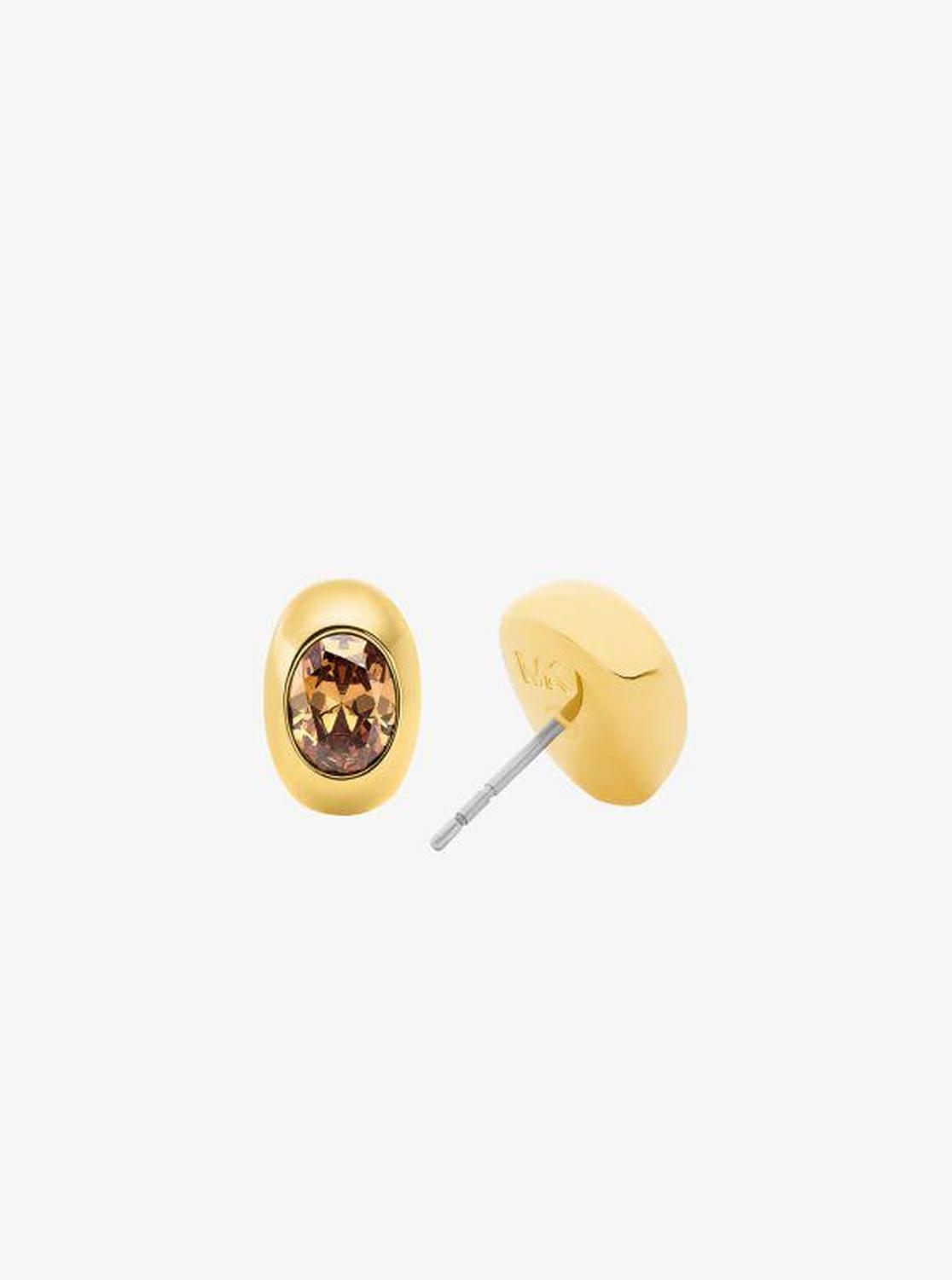 Oval Stone Stud Earrings