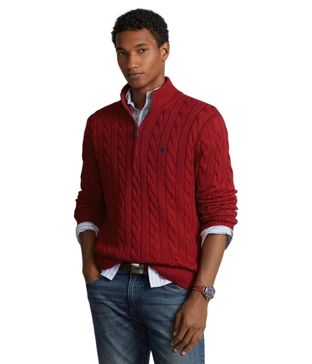Long Sleeve Cotton Cable 1/2 Zip
