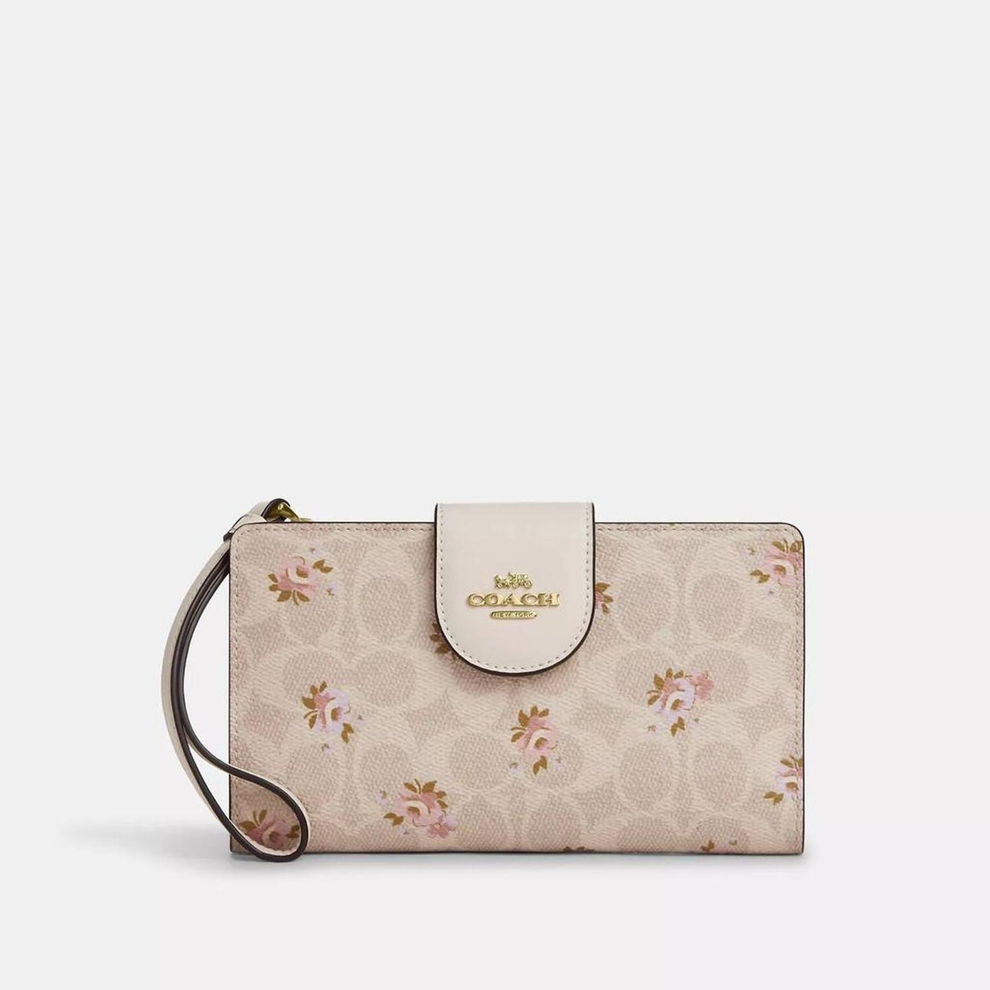 Phone Wallet In Signature Canvas With Floral Print