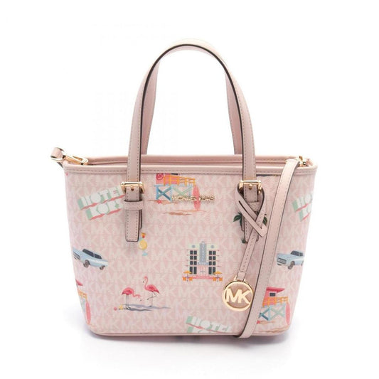 pink Coated Canvas Leather Tote Bag (Pre-Owned)