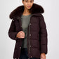 Women's Belted Hooded Faux-Fur-Collar Puffer Coat, Exclusively at Macy's