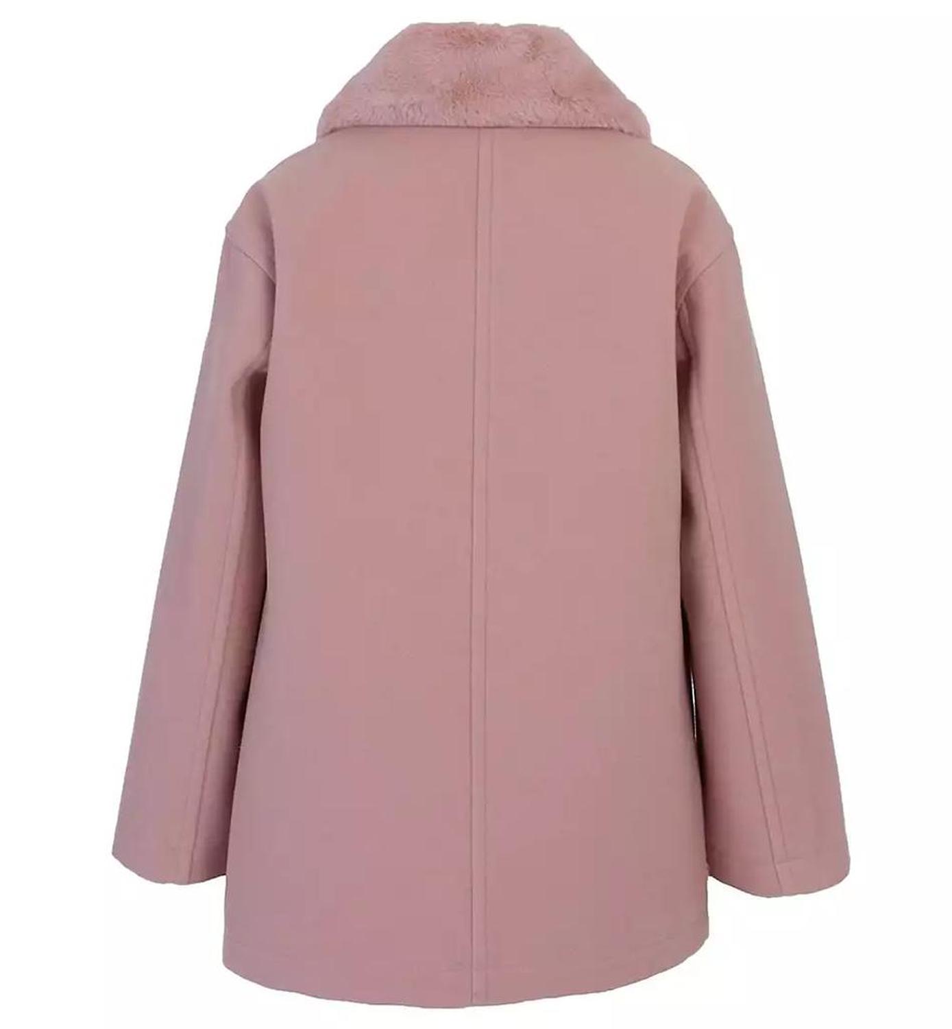 Toddler and Little Girls Faux Wool Hooded Collar Jacket