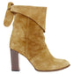 tan suede bow slouchy western boots