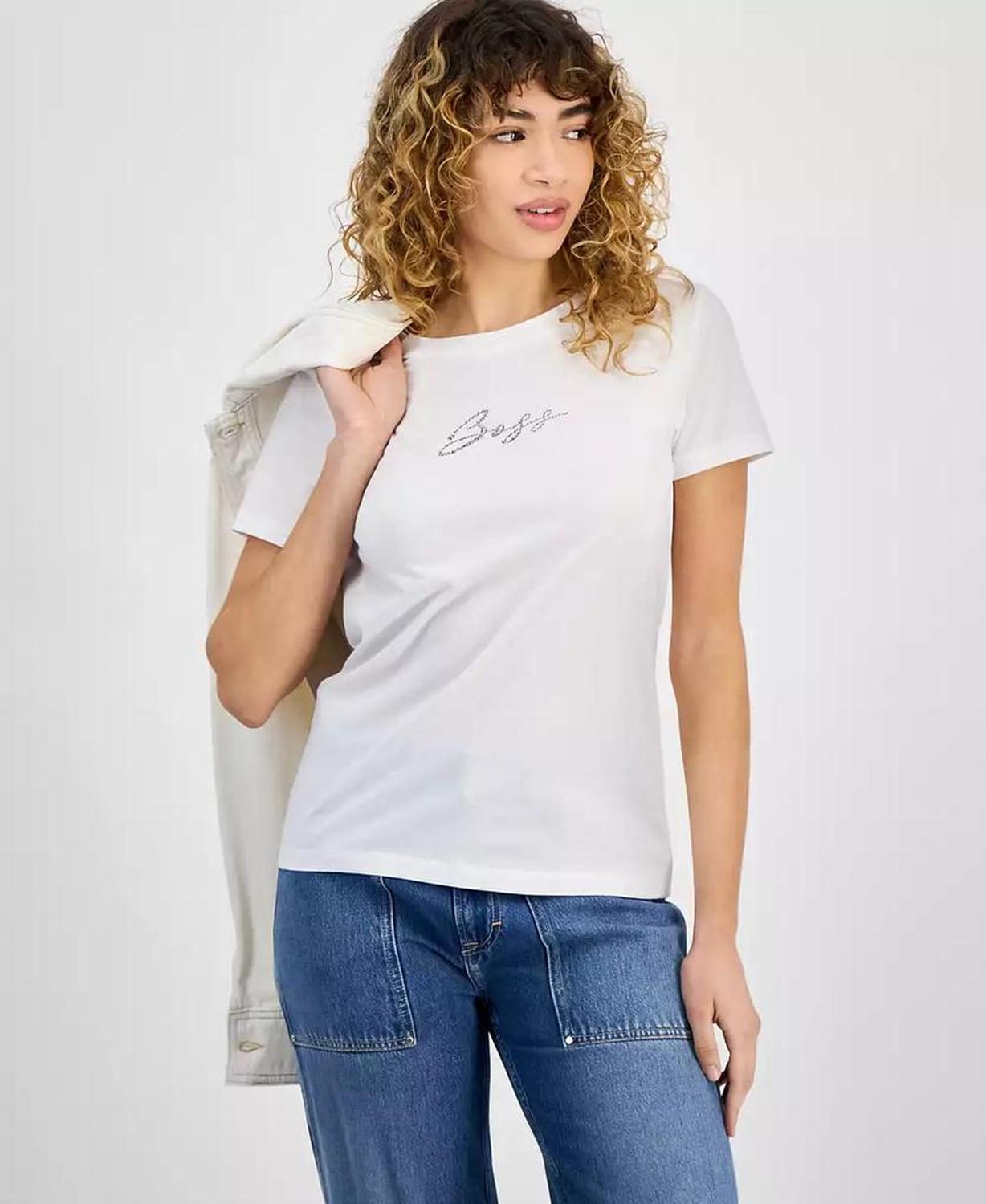 Women's Cotton Embellished Logo T-Shirt