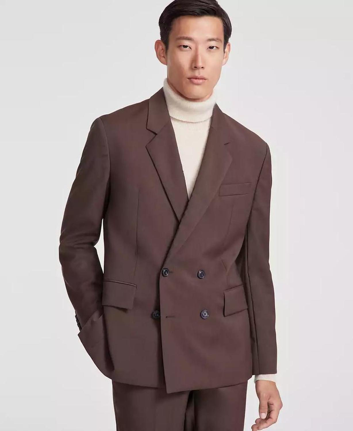HUGO by Men's Modern-Fit Solid Wool Suit Separate Double-Breasted Jacket