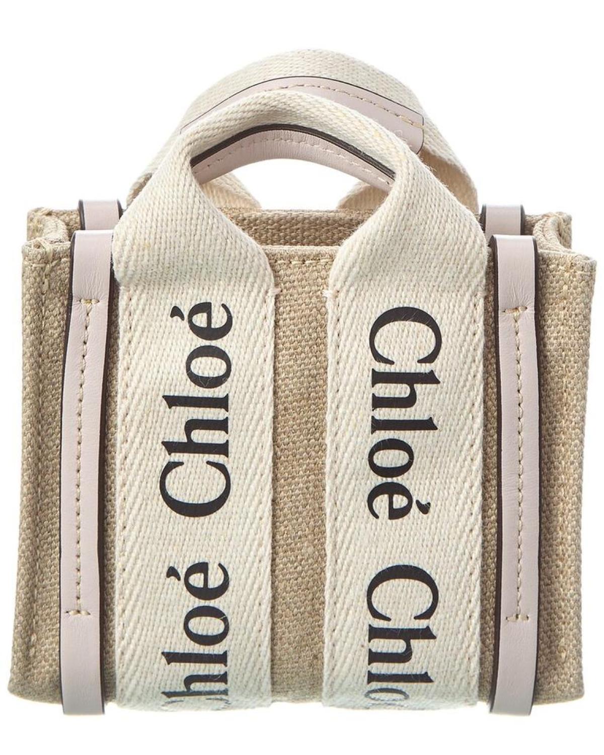 Chloé Woody Nano Canvas & Leather Tote